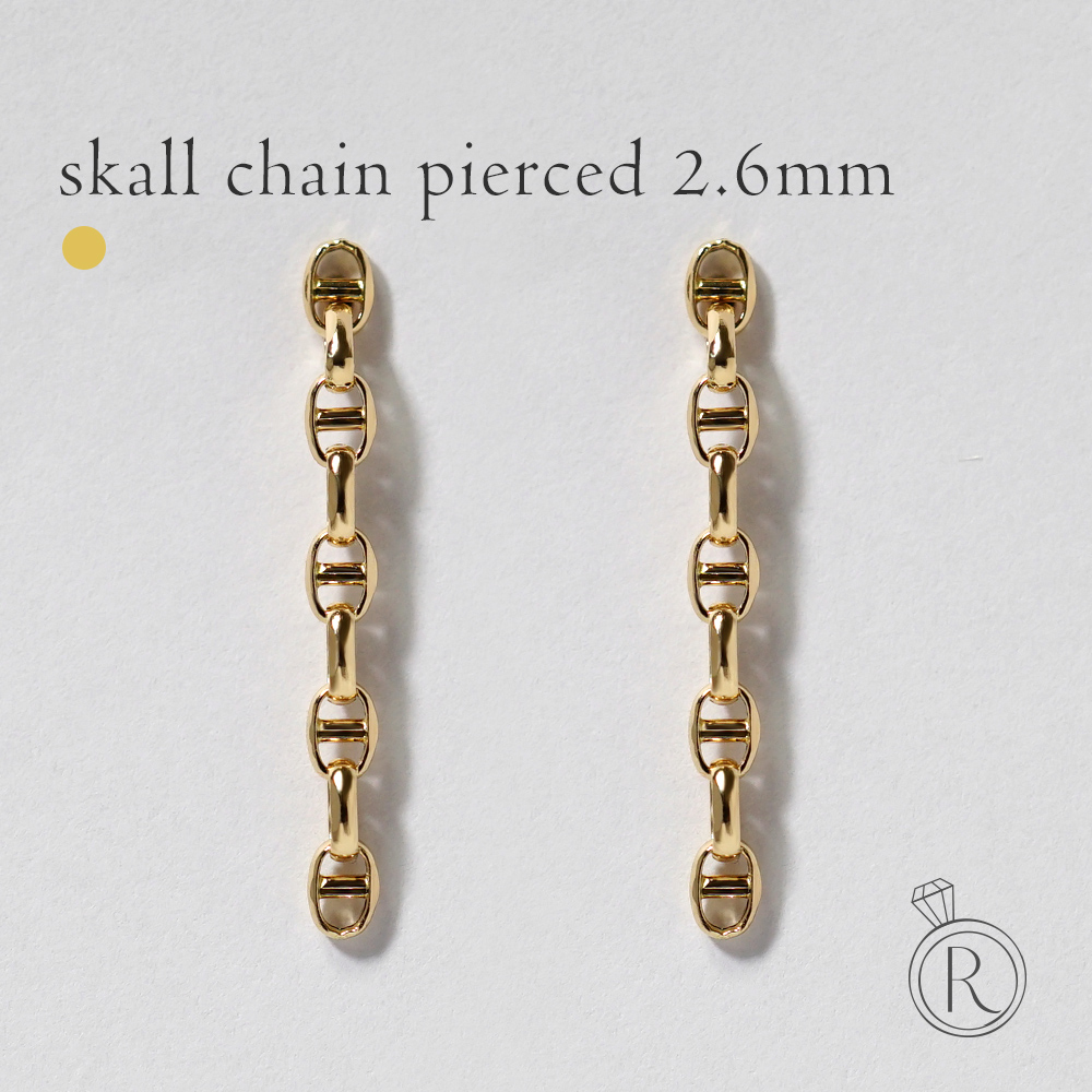 Mal. k18 チェーンピアス K18 スカル チェーンピアス 2.6mm