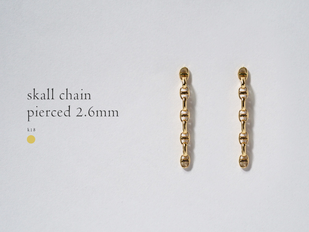 K18 スカル チェーンピアス 2.6mm
