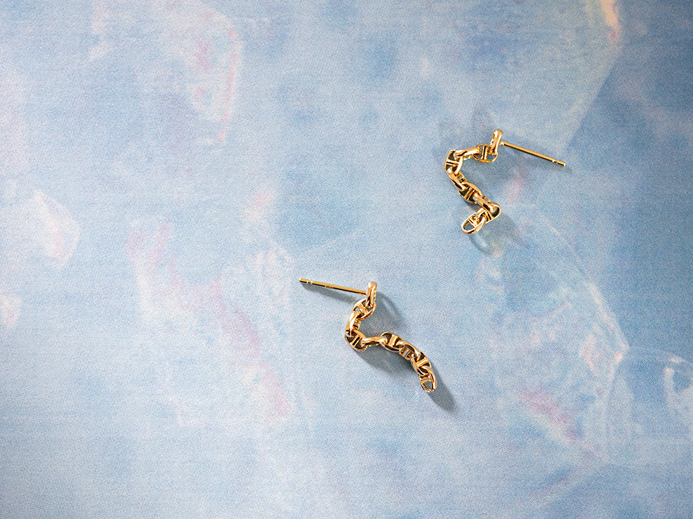 K18 スカル チェーンピアス 2.6mm rpu100123の画像