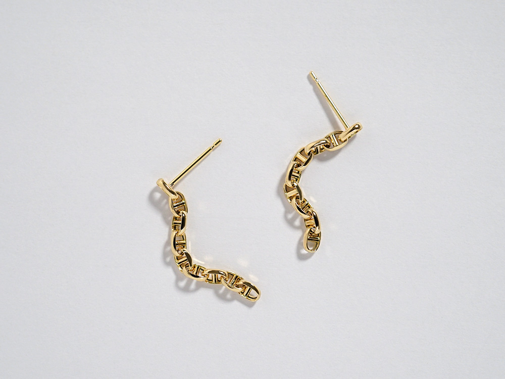 K18 スカル チェーンピアス 2.6mm