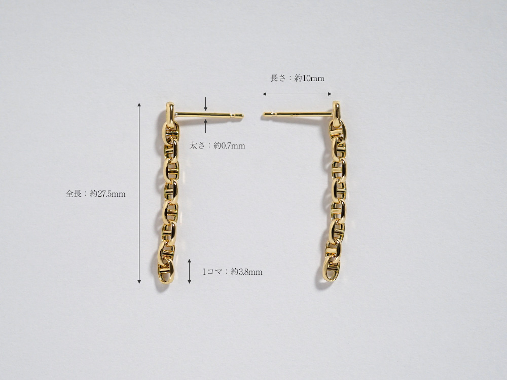K18 スカル チェーンピアス 2.6mm rpu100123の画像