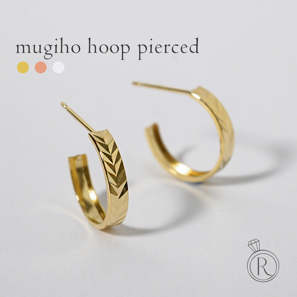 K18 麦穂 フープ ピアス rpaub6423の画像