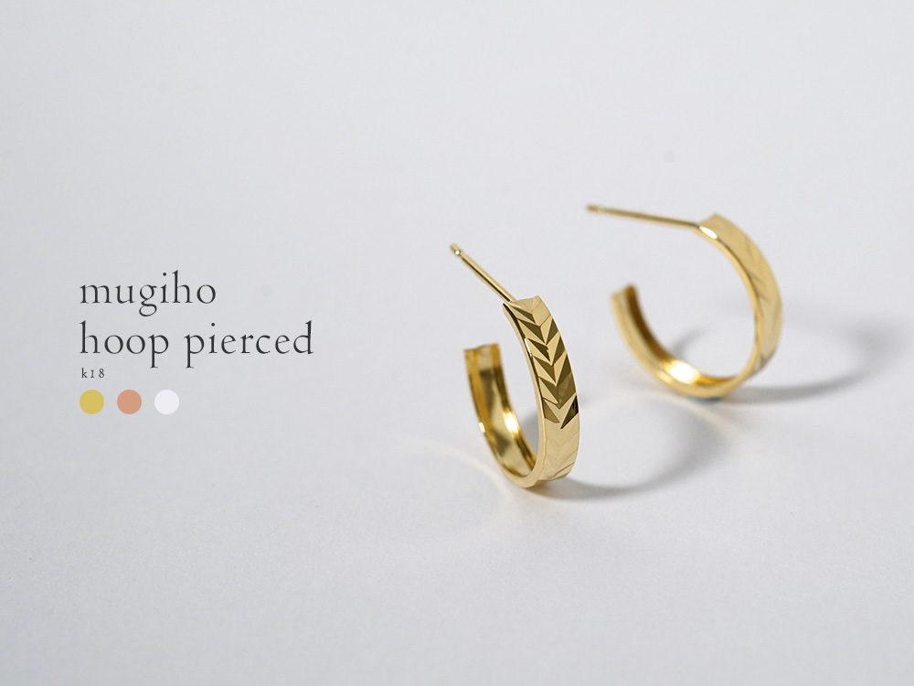 K18 麦穂 フープ ピアス rpaub6423の画像