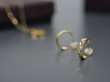 K18 麦穂 フープ ピアス rpaub6423の画像