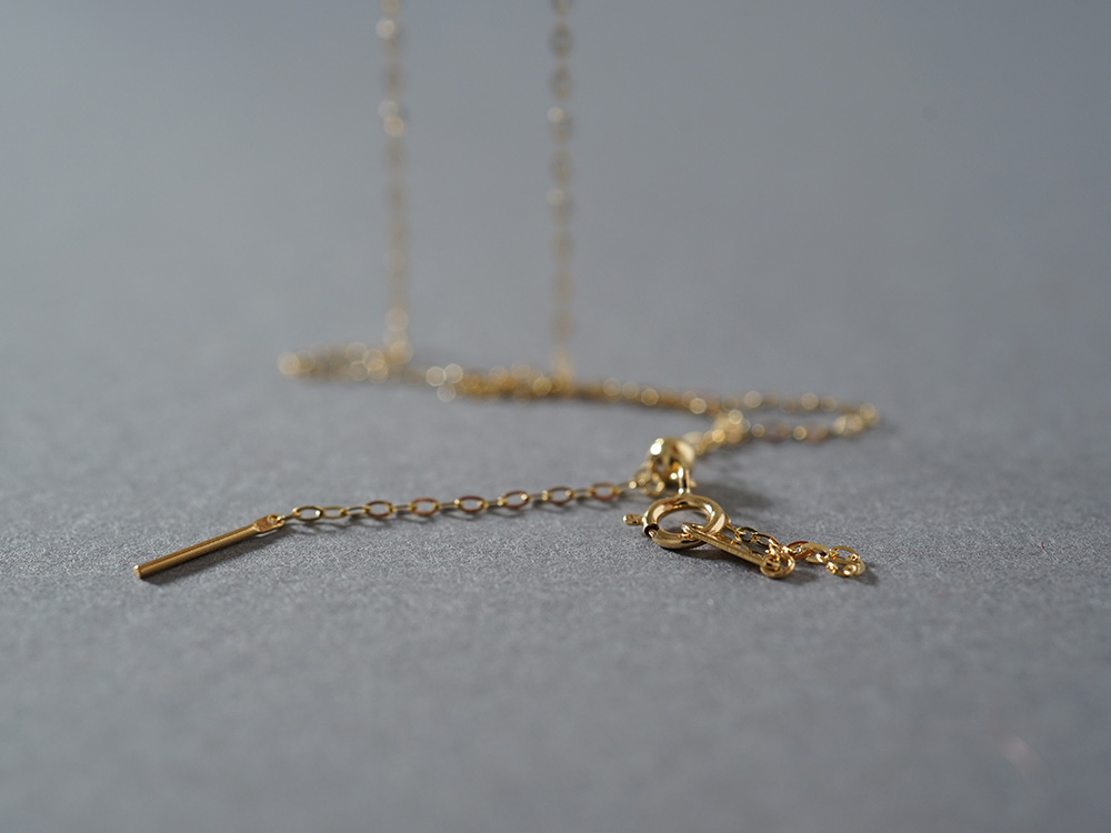 K18 スライドピン プレス カットアズキ ネックレスチェーン 1.1mm