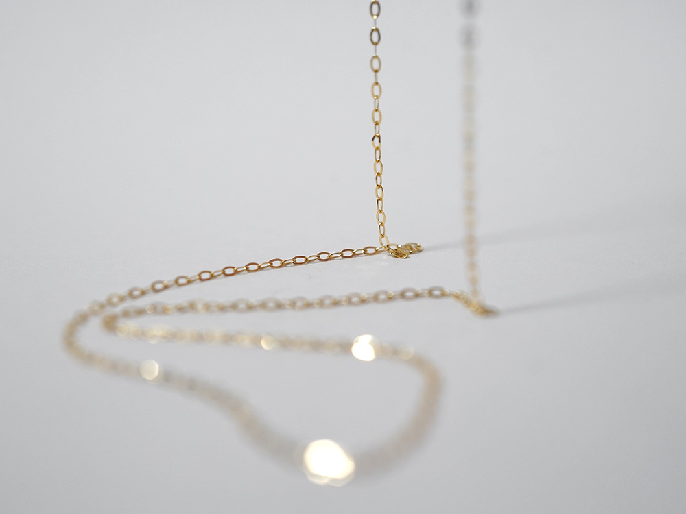 K18 スライドピン プレス カットアズキ ネックレスチェーン 1.1mm