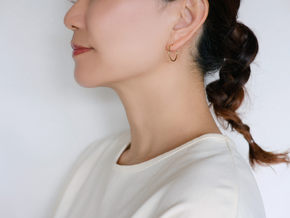 k18YGイージーフープピアス K18 ラウンド イージー フープピアス 19mm