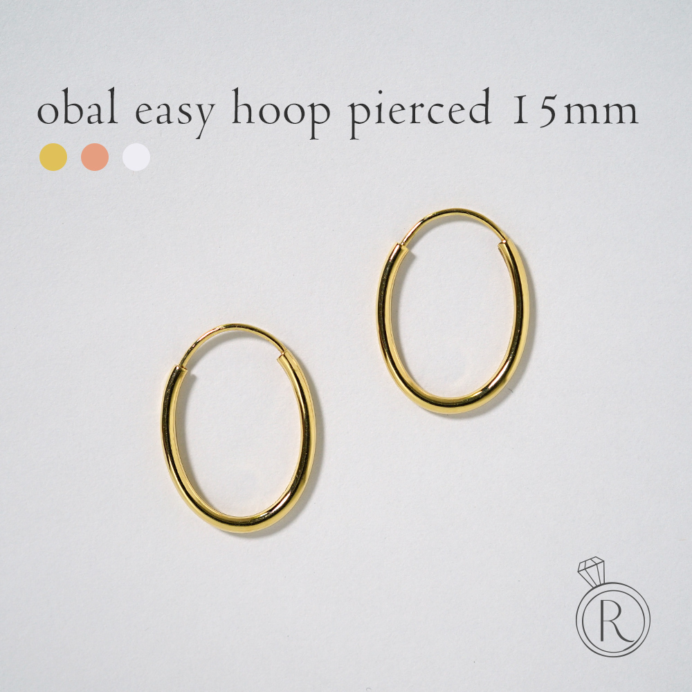 K18 オーバル イージー フープピアス 15mm rpj1479a23の画像