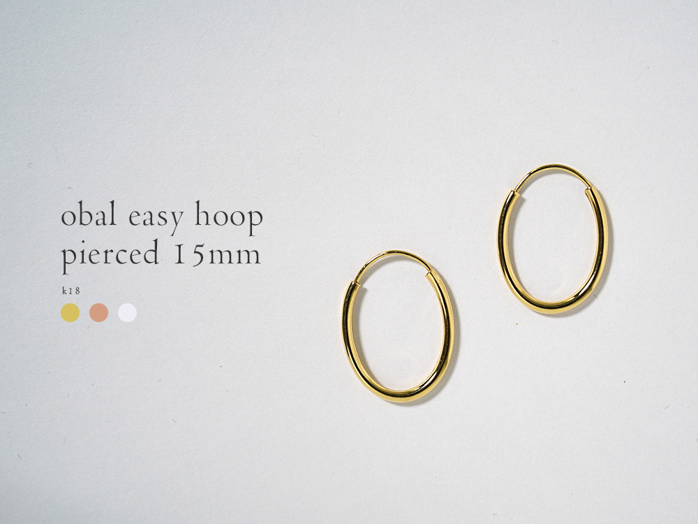 K18 オーバル イージー フープピアス 15mm rpj1479a23の画像