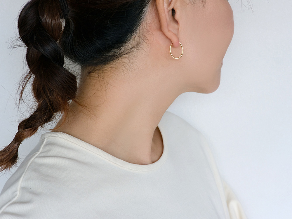 K18 オーバル イージー フープピアス 15mm rpj1479a23の画像