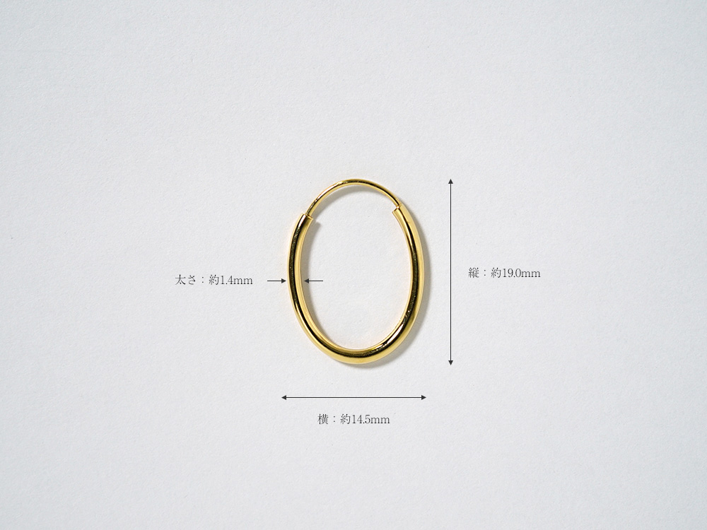 K18 オーバル イージー フープピアス 15mm rpj1479a23の画像