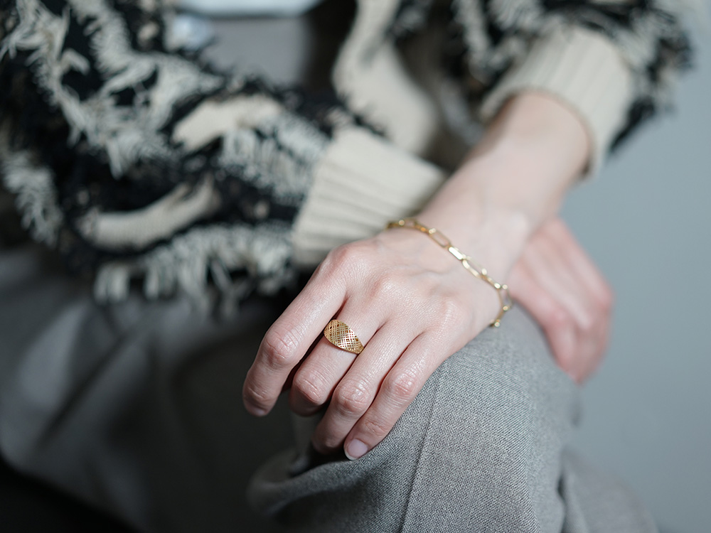 K18 シャドーチェック リング rpj1074t22の画像