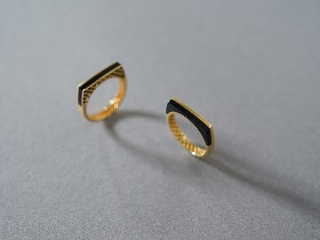 K18 ハーフ オニキス ストレート リング rpj2354t22の画像