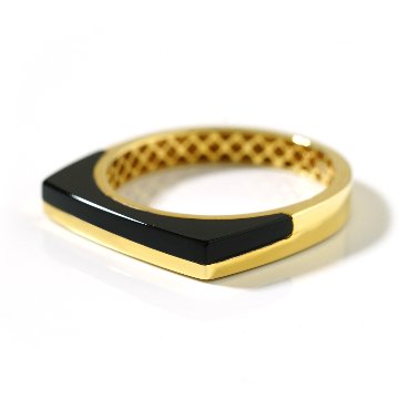 K18 ハーフ オニキス ストレート リング