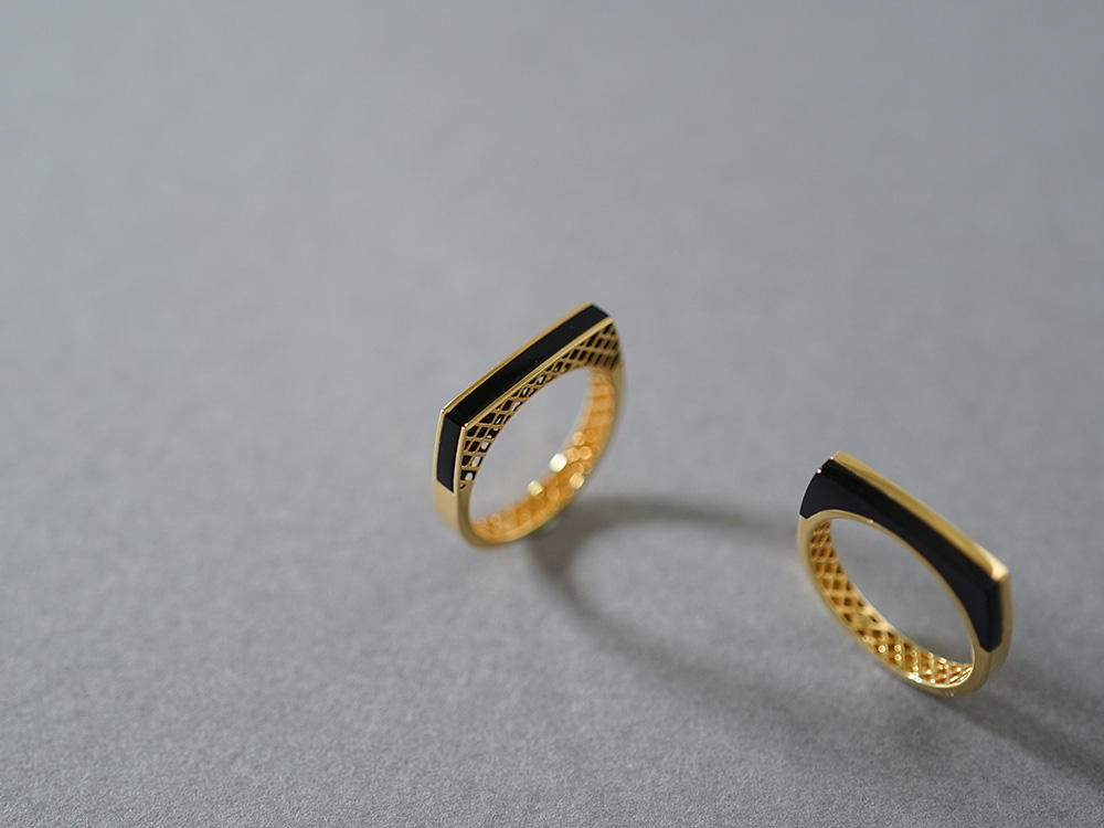 K18 サンド オニキス ストレート リング rpj2357t22の画像