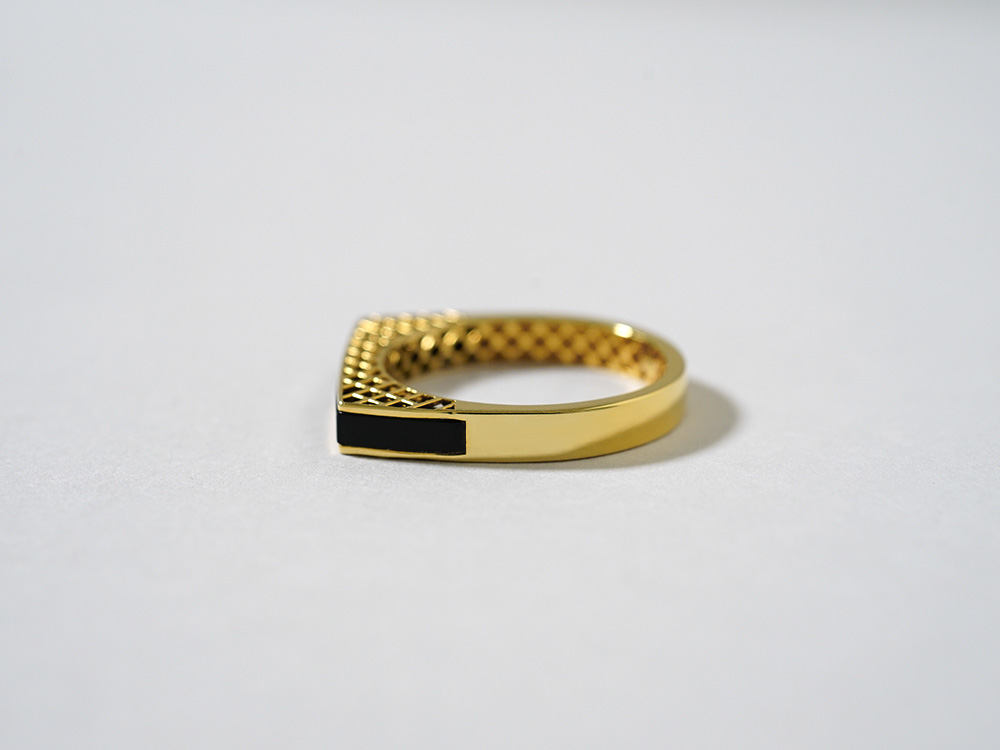 K18 サンド オニキス ストレート リング rpj2357t22の画像