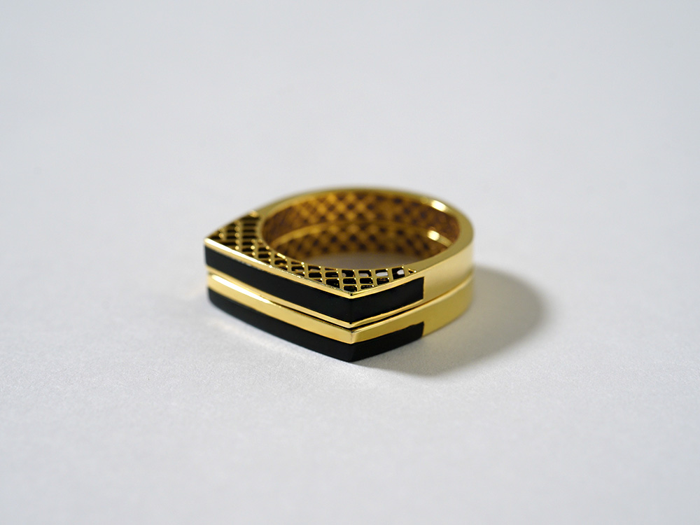 K18 サンド オニキス ストレート リング rpj2357t22の画像