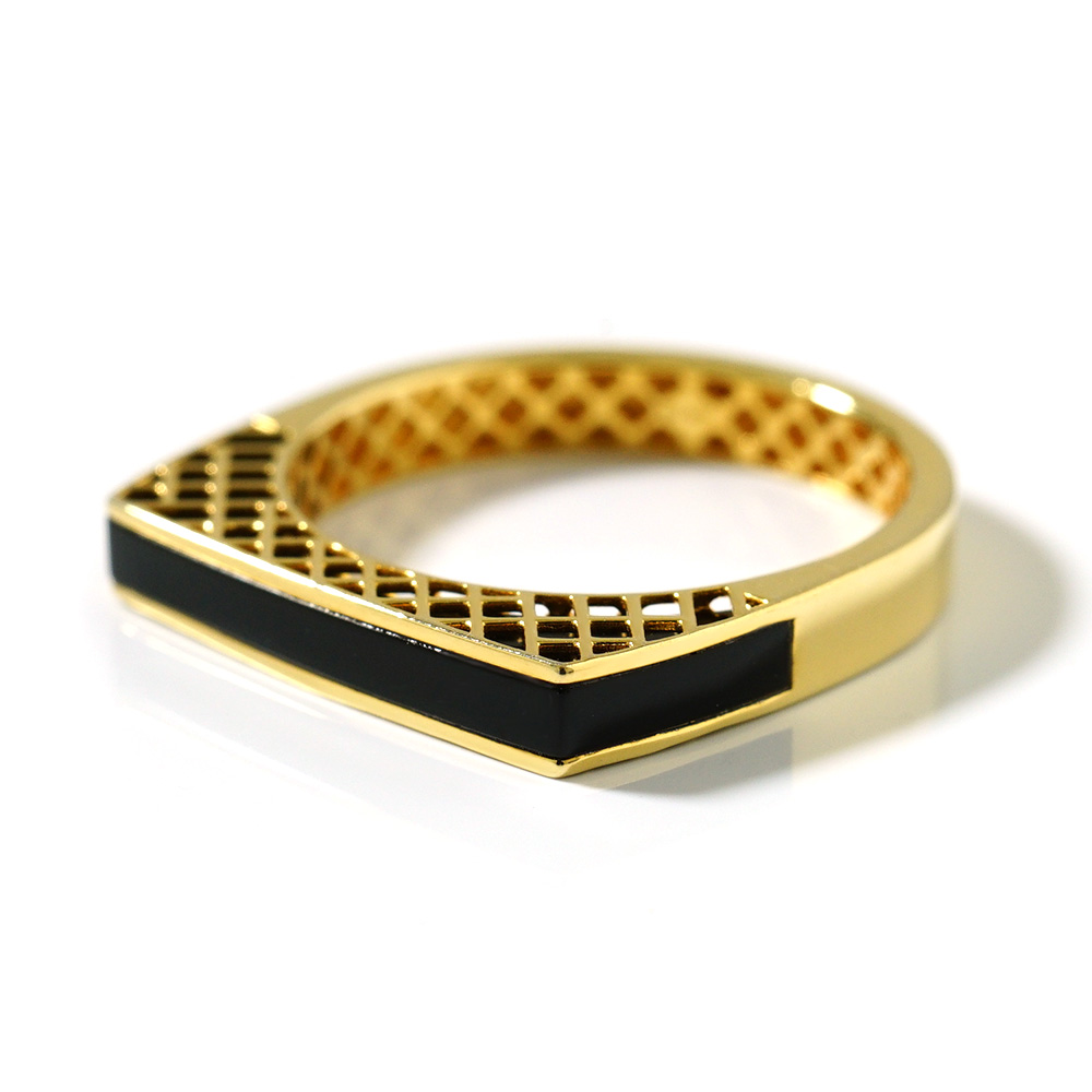 K18 サンド オニキス ストレート リング rpj2357t22の画像