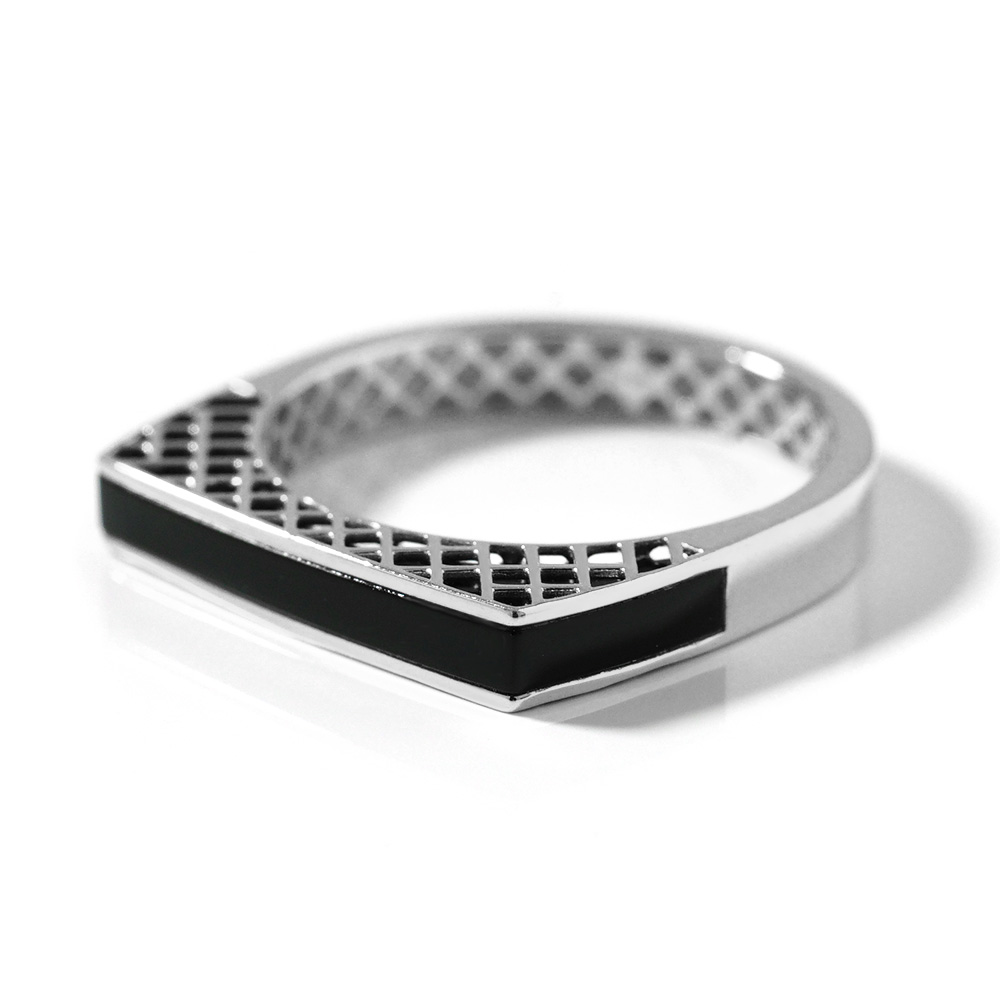 K18 サンド オニキス ストレート リング rpj2357t22の画像