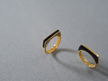 K18 サンド オニキス ストレート リング rpj2357t22の画像