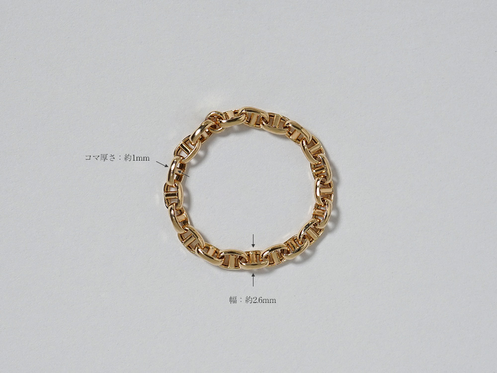 K18 スカル チェーンリング 2.6mm rpu100022の画像