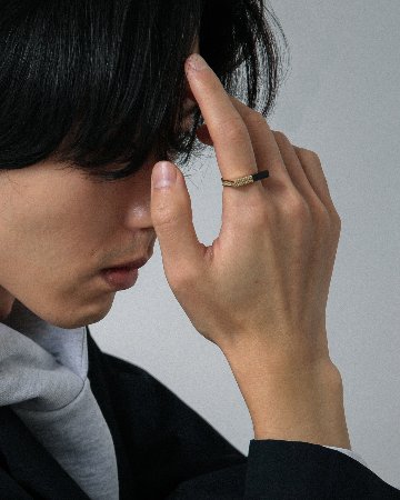 K18 バンブー オニキス リング vg22r3961tの画像