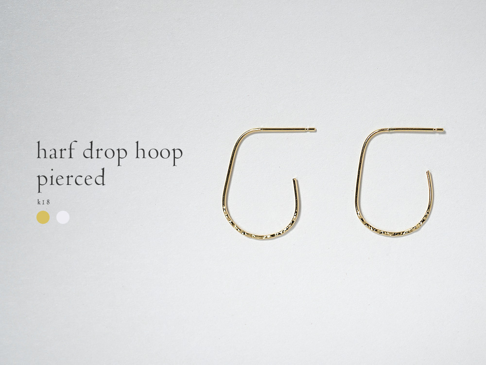 K18 ハーフ ドロップ スタッド ピアス rph43231323の画像