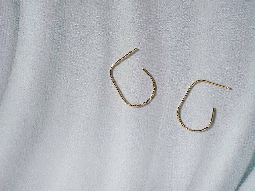 K18 ハーフ ドロップ スタッド ピアス rph43231323の画像