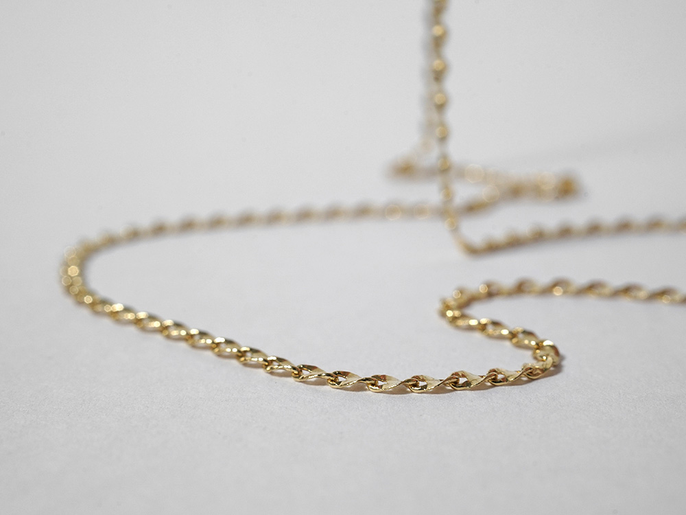 K18 ツイスト エクレア ネックレスチェーン 1.8mm rpu101921の画像