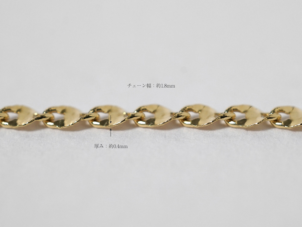 K18 ツイスト エクレア ネックレスチェーン 1.8mm rpu101921の画像