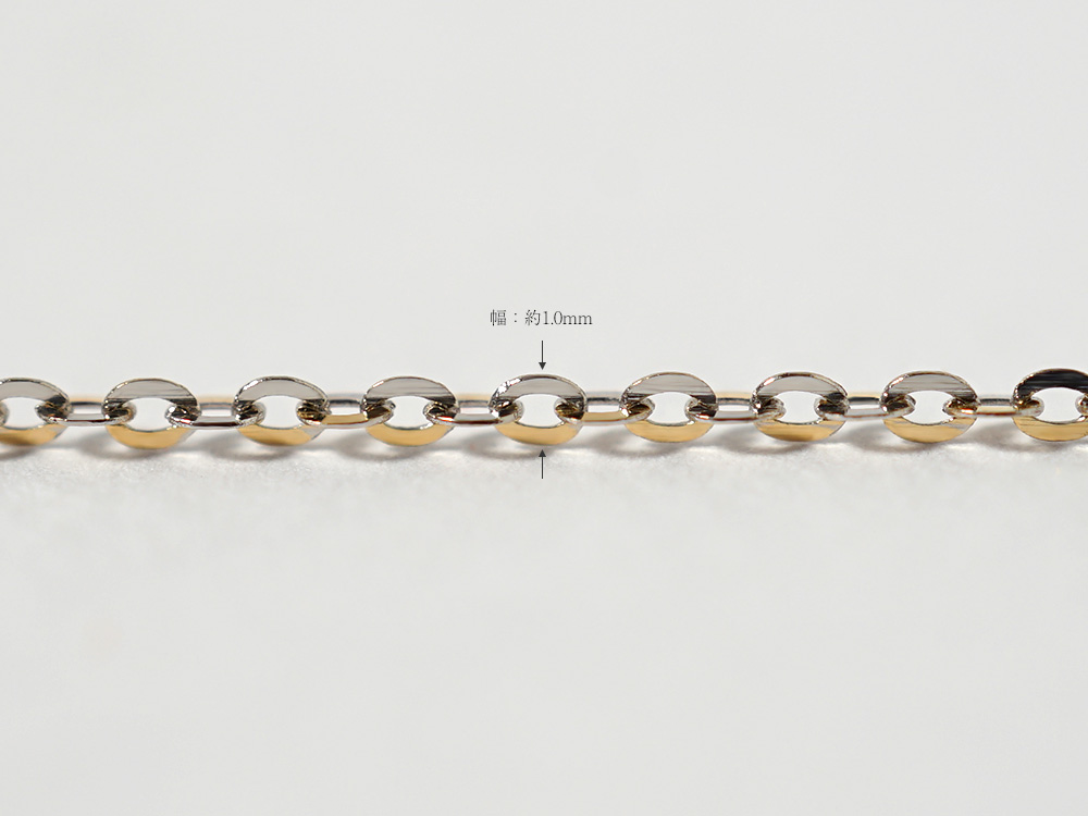 K18 スライドピン バイカラー ネックレスチェーン 1.0mm rpj398na21の画像