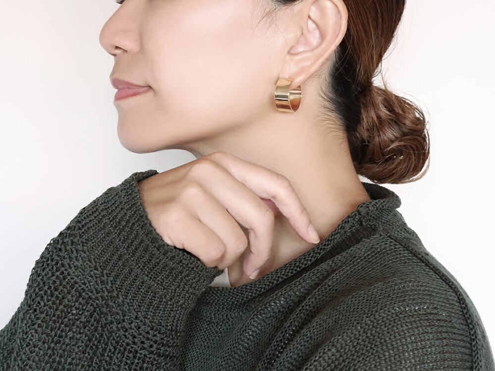 K18 フラッター フープピアス 20mm rpakr216823の画像