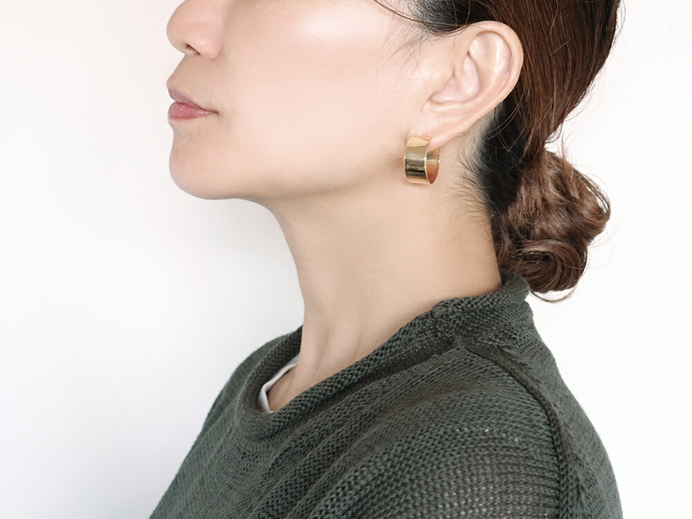 K18 フラッター フープピアス 20mm rpakr216823の画像