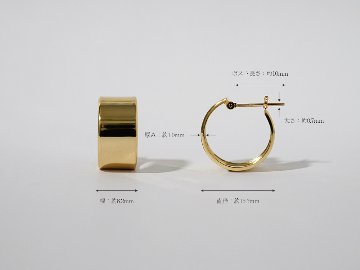 K18 フラッター フープピアス 15mm rpakr216123の画像