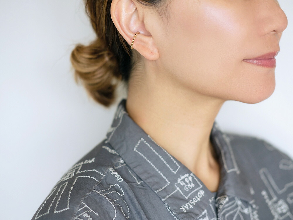 【片耳販売】 K18 ミラーボール イヤーカフ & リング rph55230123の画像