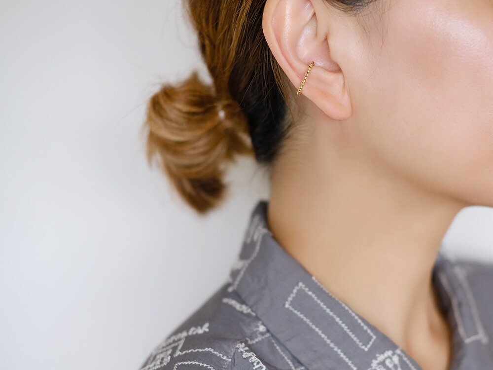 【片耳販売】 K18 ミラーボール イヤーカフ & リング rph55230123の画像