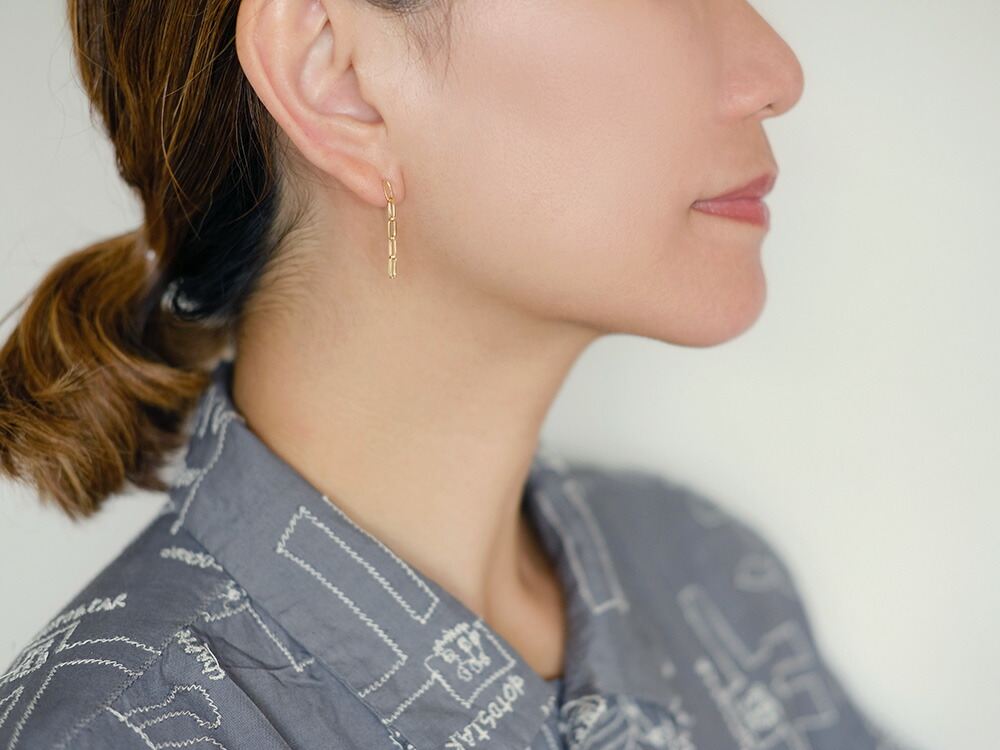 K18 ペーパークリップ チェーンピアス 2.7mm rpu100023の画像