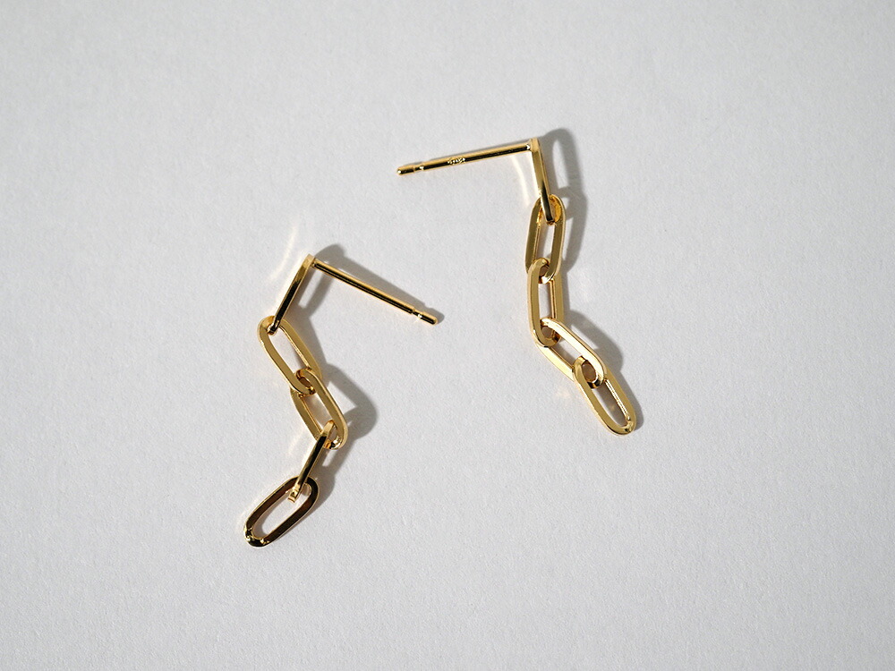 K18 ペーパークリップ チェーンピアス 2.7mm rpu100023の画像