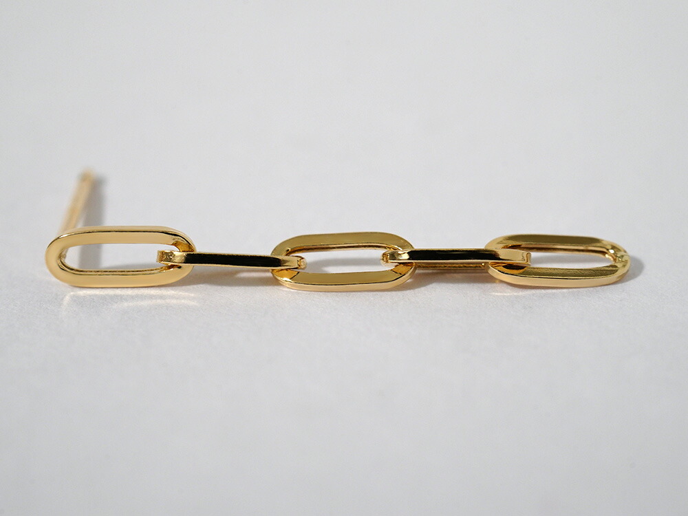 K18 ペーパークリップ チェーンピアス 2.7mm rpu100023の画像