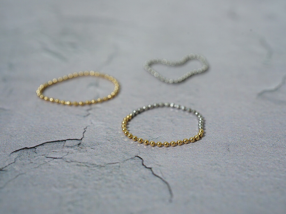 K18/Pt カットボール チェーンリング 1.2mm rpaub5722の画像