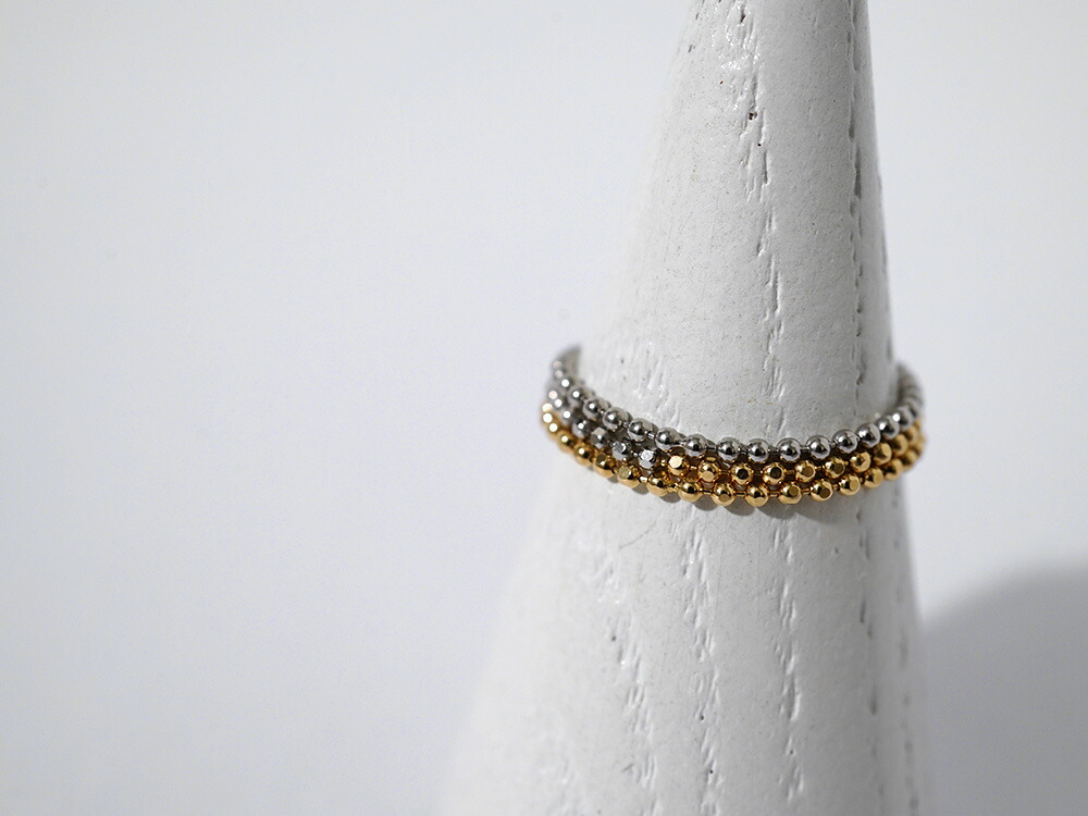 K18/Pt カットボール チェーンリング 1.2mm rpaub5722の画像