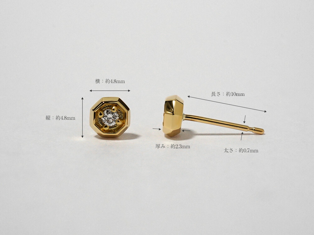 K18 オクタゴナル ダイヤモンド ピアス rph43682723の画像
