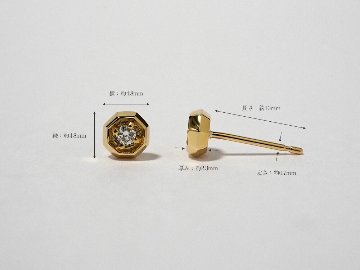 K18 オクタゴナル ダイヤモンド ピアス rph43682723の画像