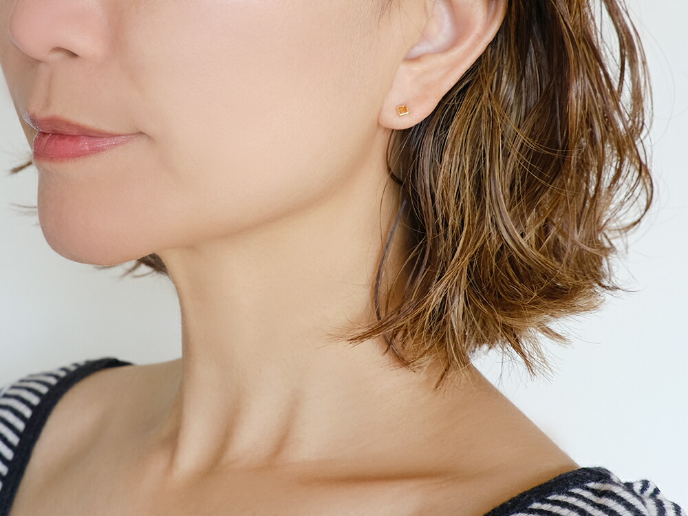 K18 カラーストーン スクエア ピアス rph43680123の画像