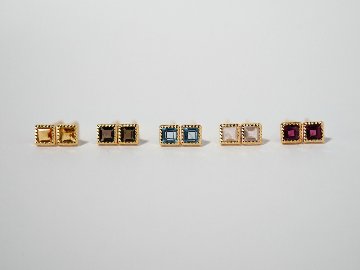 K18 カラーストーン スクエア ピアス rph43680123の画像