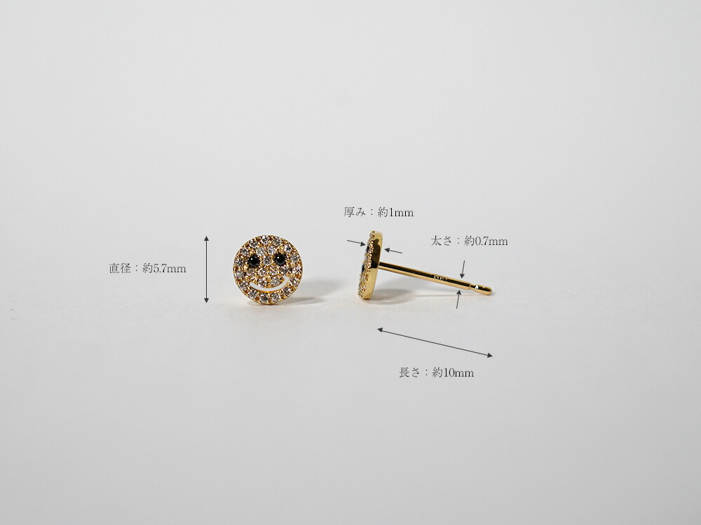 K18 mini スマイル パヴェ ダイヤモンド ピアス rph43681423の画像