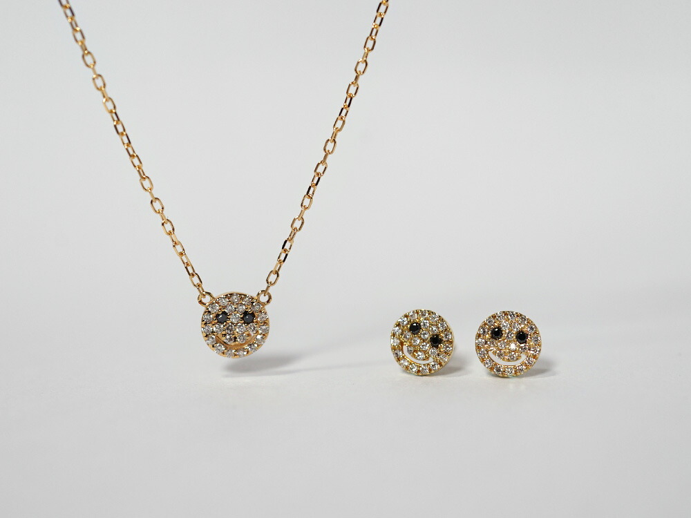 K18 mini スマイル パヴェ ダイヤモンド ピアス rph43681423の画像