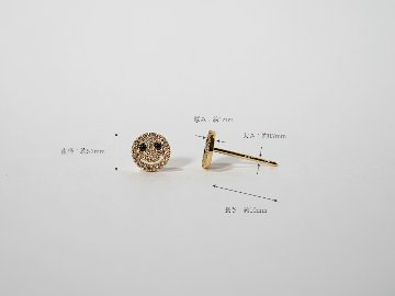 K18 mini スマイル パヴェ ダイヤモンド ピアス rph43681423の画像