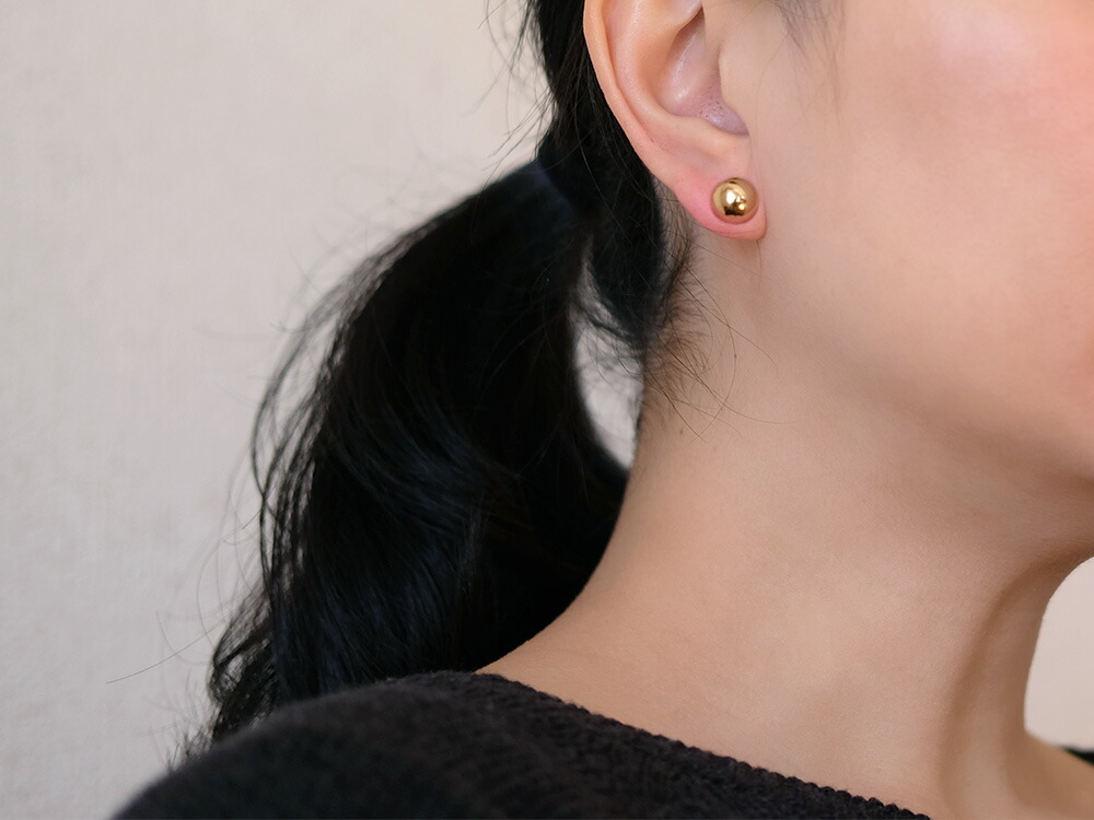 K18 ミロワール スタッド ピアス 10mm rpaub7423の画像