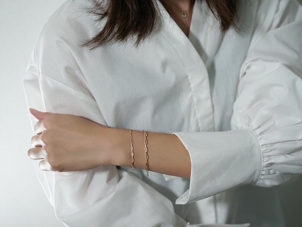 K18 ペーパークリップ チェーン ブレスレット 2.7mm rpu100524の画像